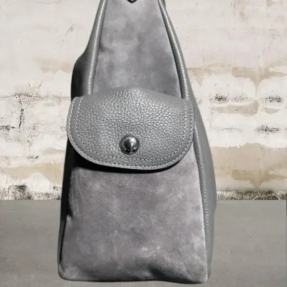 Coach C1522 Pennie Hobo Heather Gray Suede & Leather Convertible Shoulder Bag - Picture 7 of 9